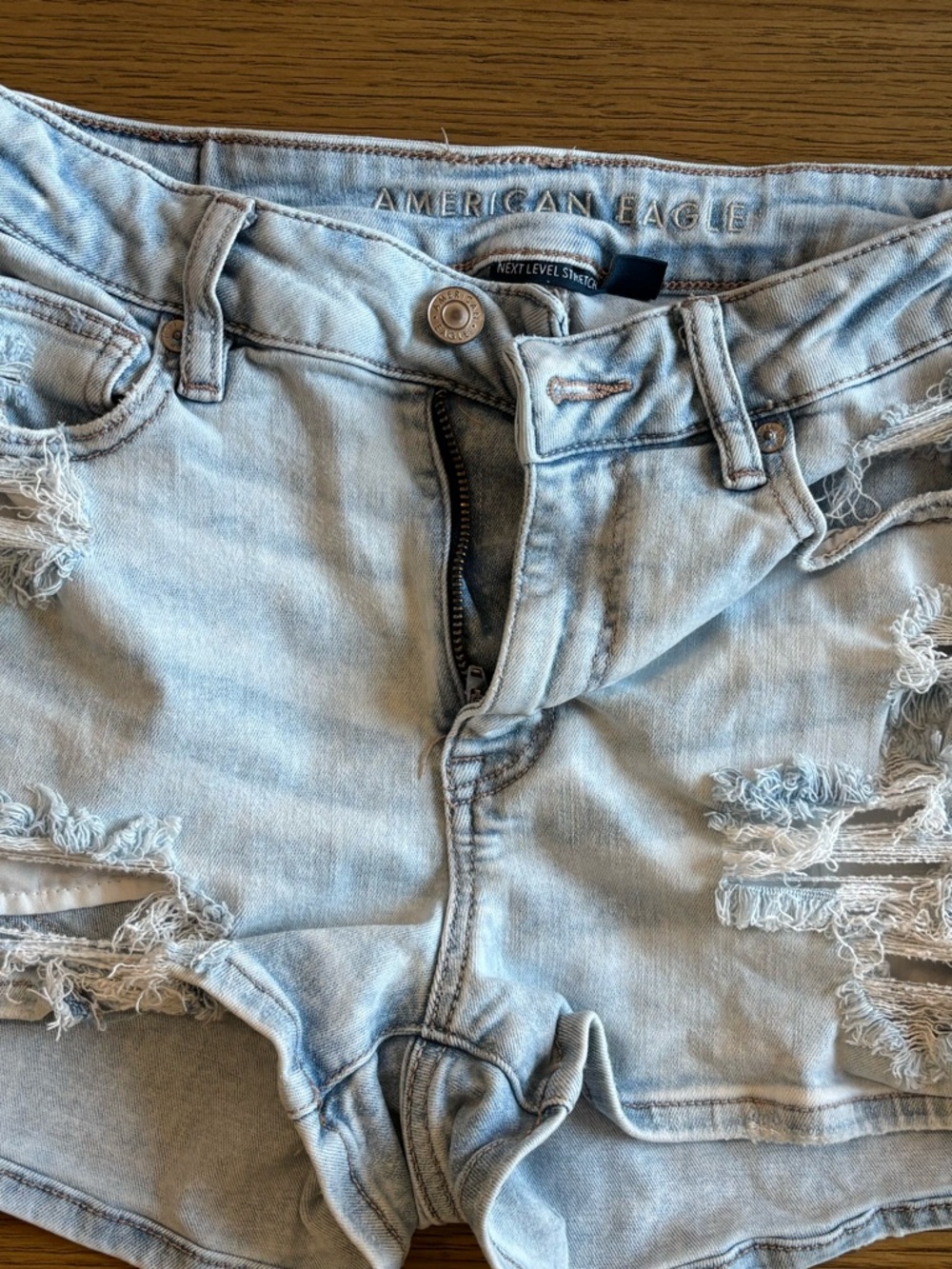 American Eagle Outfitters Light Wash Distressed Denim Shorts